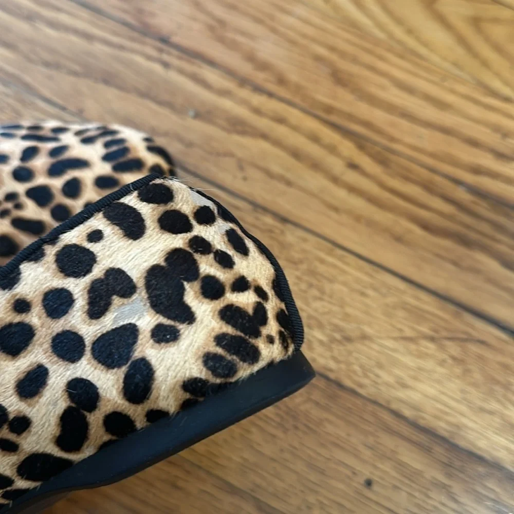 BIRDIES the starling cheetah animal print haircalf loafer flats shoes 7 slip on